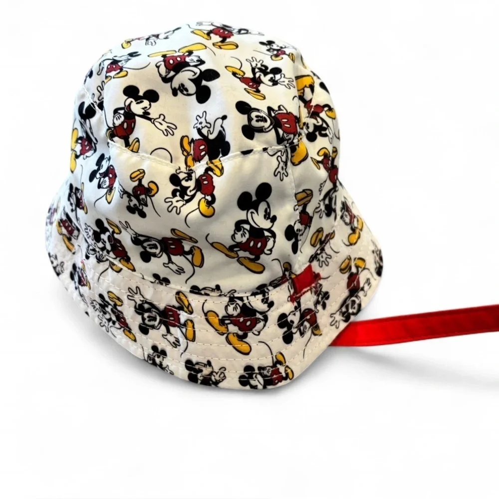 Disney Mickey Mouse Reversible Bucket Hat Toddler 49cm NWT Red Black Kid Sun Hat